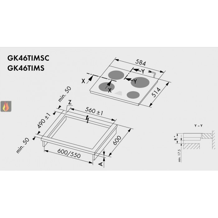 vzug CookTop GK46TIMSCO table de cuisson induction 60 cm