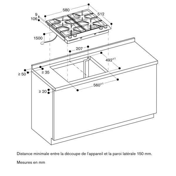 gaggenau VG264120F table de cuisson gaz butane/propane série 200